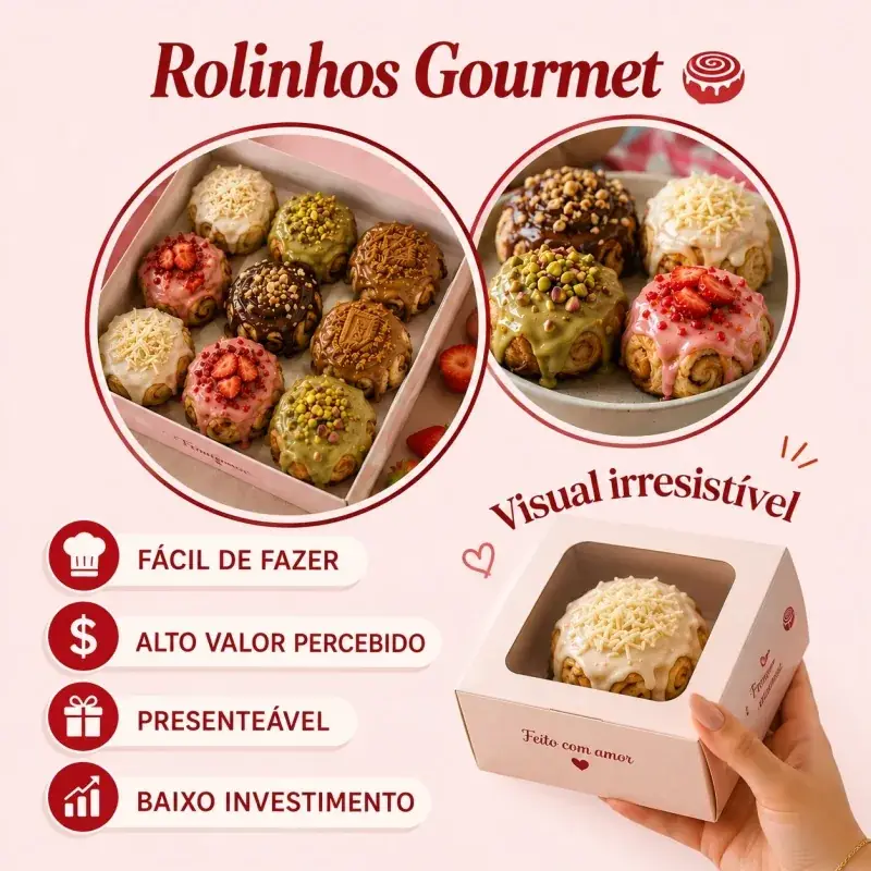 Cláudia Prado com uma caixa de Rolos Gourmet